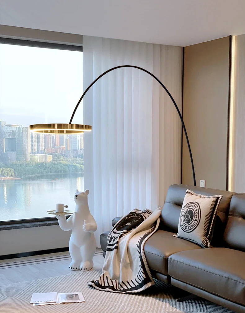 yyhcПростой мобильный дизайн светодиодный торшер дуговая станция регулируемый