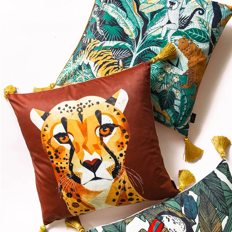 

DUNXDECO Artistic Leopard Couch Cushion Cover Decorative Pillow Case Luxury Art Home Cozy American Style Sofa Chair Coussin