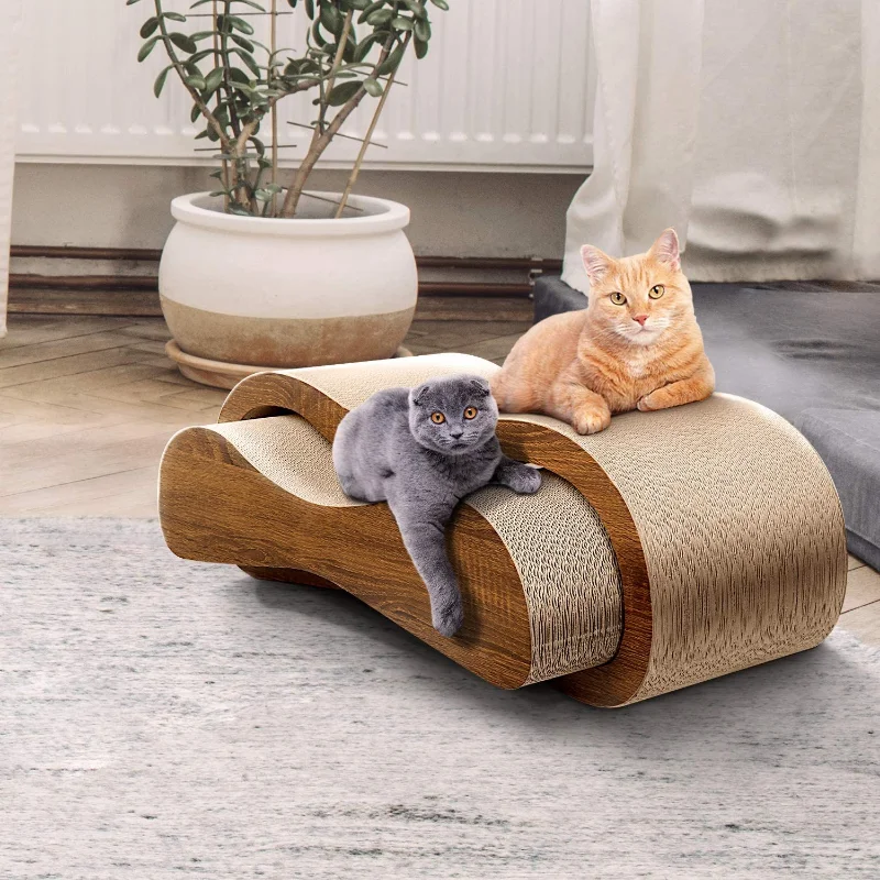 

FluffyDream 2 In 1Cat Scratcher Cardboard Lounge Bed Cat Scratching Post Durable Board Pads Prevents Furniture Damage Large