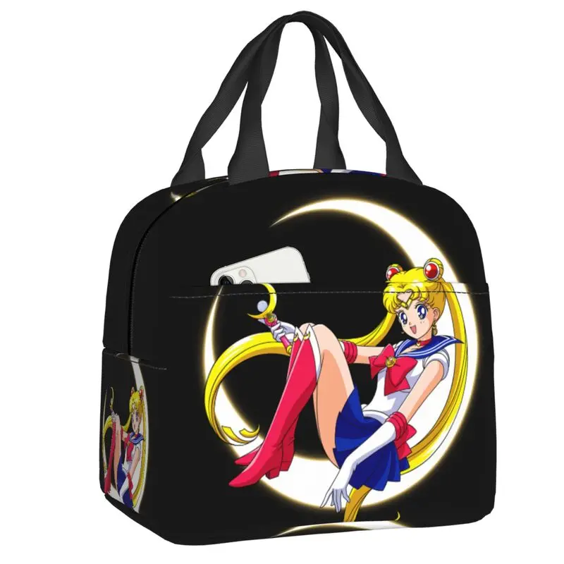 

Anime Girl Moon Sailors Lunch Box for Women Cooler Thermal Food Insulated Lunch Bag School Children Student Picnic Tote Bags