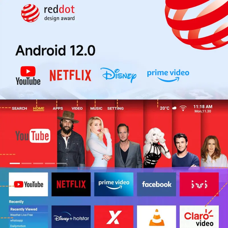Фото Портативный проектор Lenovo 4K 100 м Android 12 WIFI 6 TOF без семян с автофокусом, уличный проектор Full HD, видео, кино, домашний кинотеатр №3