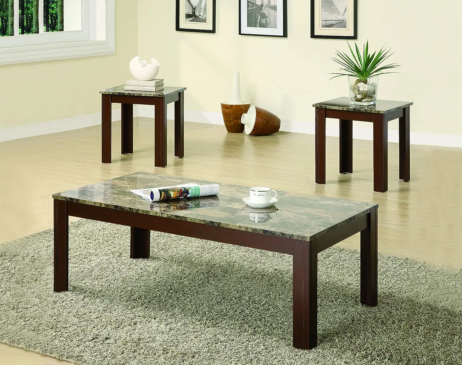 

Faux Marble Top Occasional Set Brown