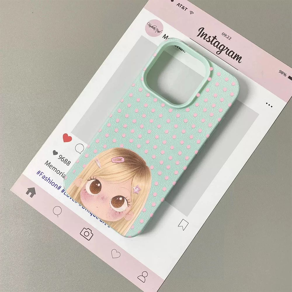 Милый чехол для iPhone 11 12 13 14 15 16 17 Pro Max Plus Air с креативным дизайном в горошек для блондинок, мягкий чехол из поликарбоната (art.: 3920dc4aeacfc) - 3920dc4aeacfc