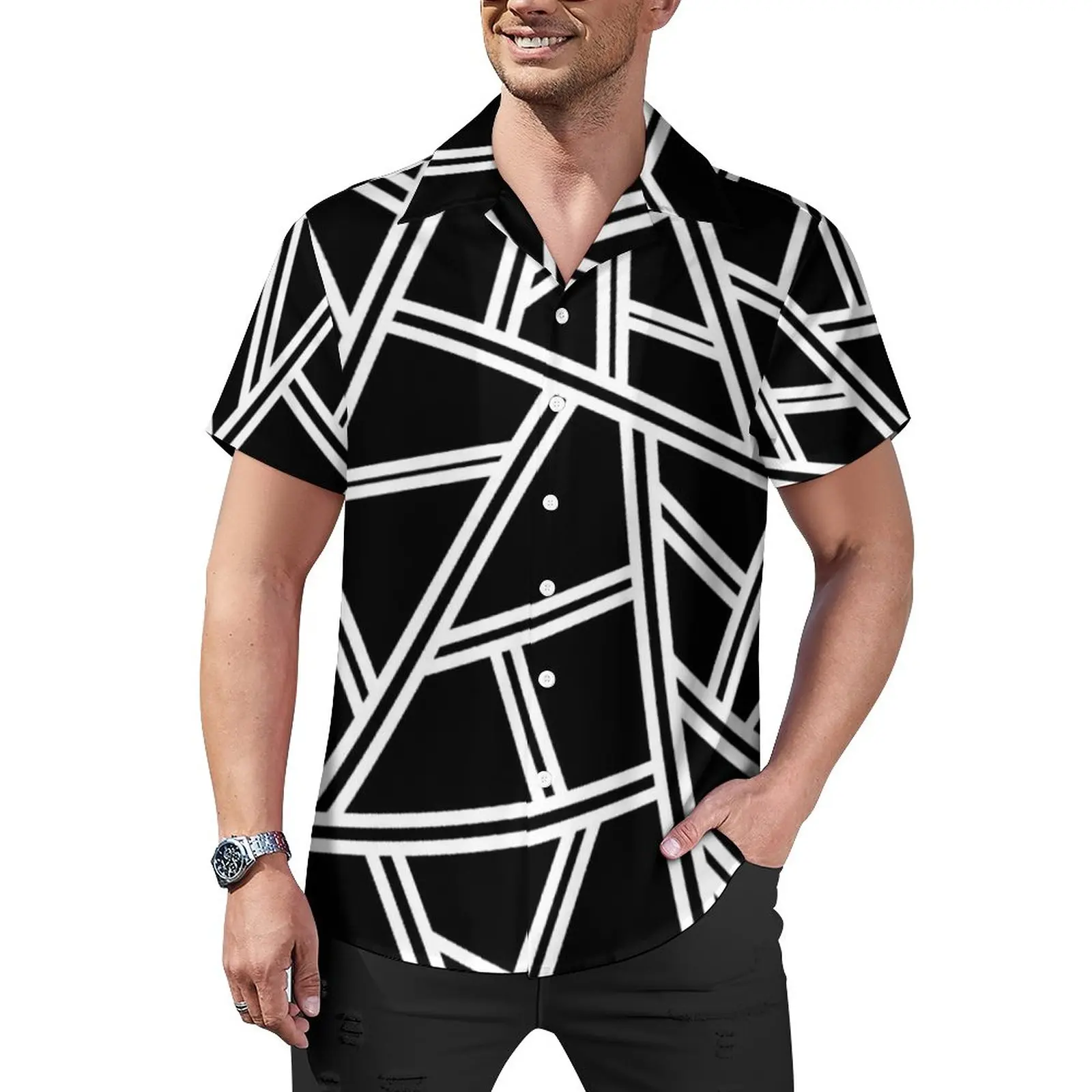 

Повседневные Гавайские рубашки с абстрактным стилем для мужчин, модная футболка оверсайз с коротким рукавом и графическим принтом, подарок для отпуска