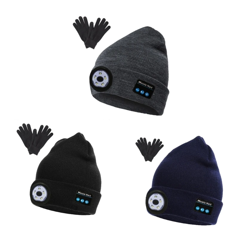 

USB Rechargeable LED Beanie Hat Hand Gloves Outdoor Traveling Camping 264E