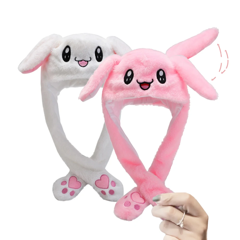 

Cute Rabbit Ear Hat Headband for Kids Girls Can Moving Bunny Ears Plush Toy Lugs Hair Hoop Party Photo Props Adult Gift Headwear