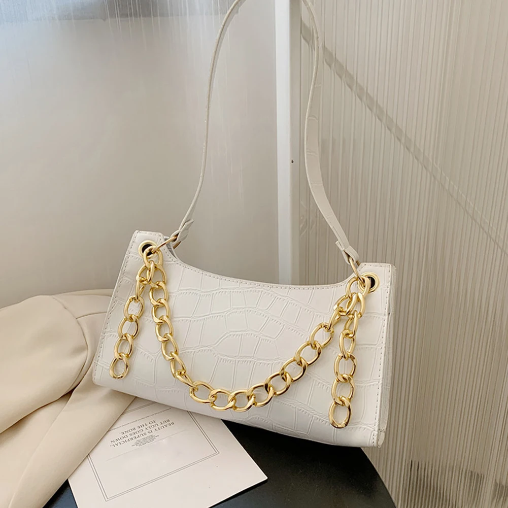 

Повседневная кожаная однотонная Сумочка, кошелек, Ретро женская сумка из искусственной кожи с узором под подмышки аллигатора, сумки на плеч...