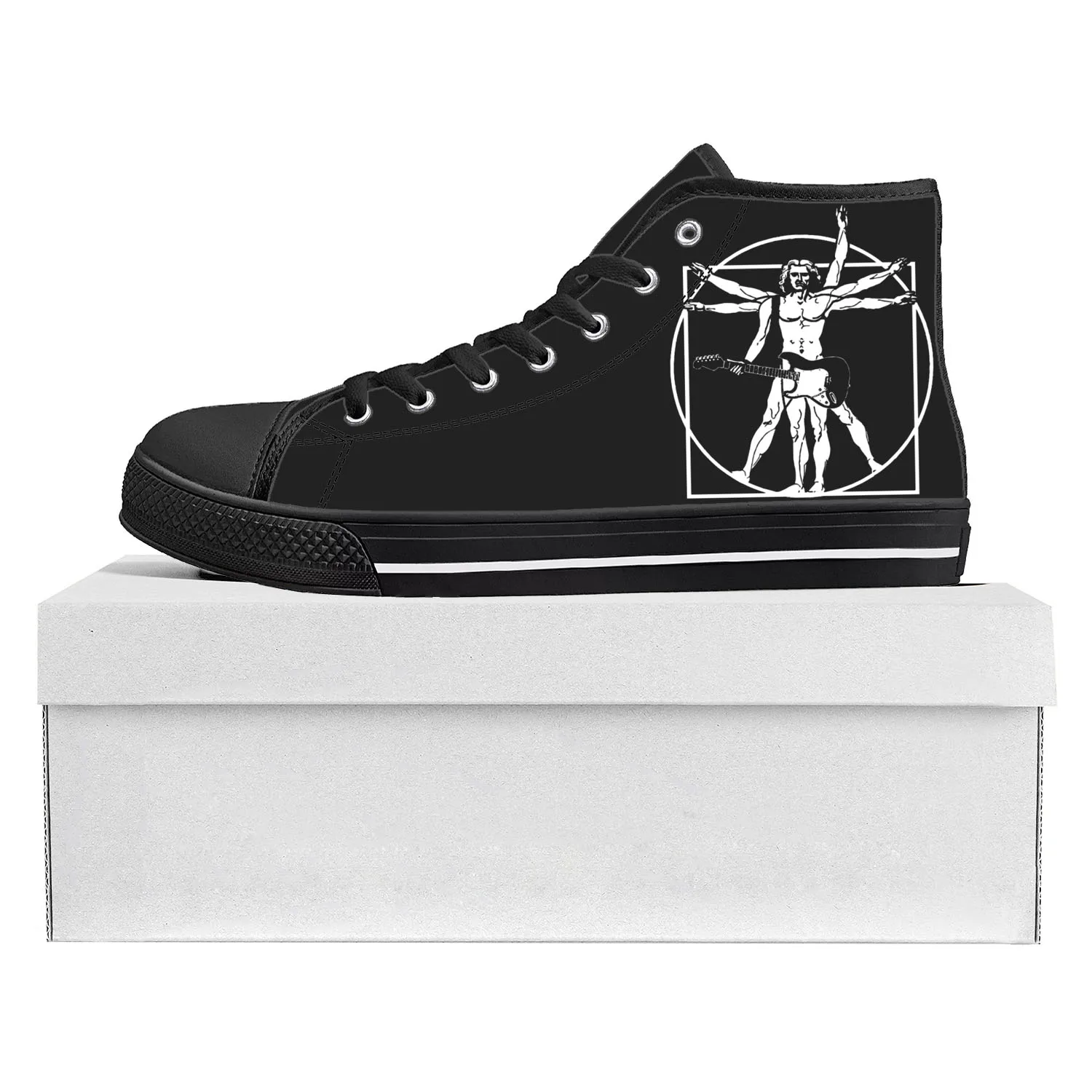 

Vitruvian Man Guitar Da Vinci High Top High Quality Sneakers Mens Womens Teenager Canvas Sneaker Casual Couple Shoes Custom Shoe