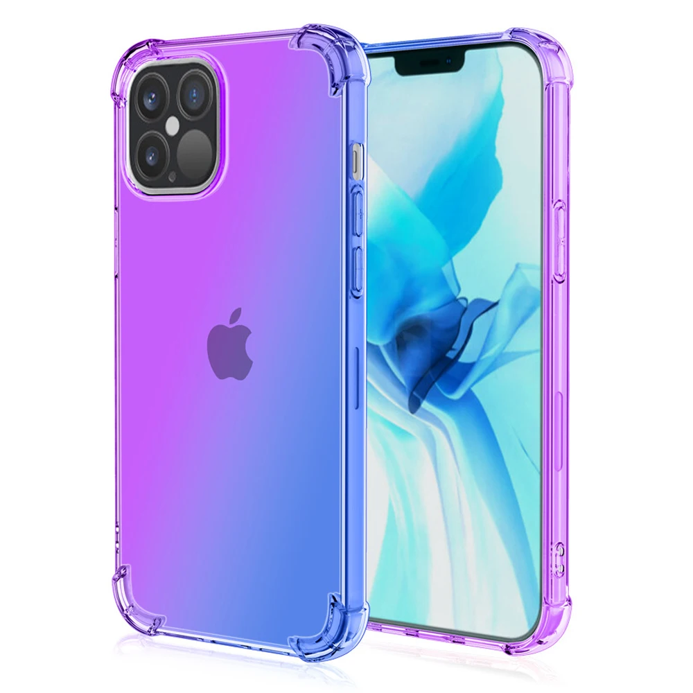 

for iPhone 14 13 12 Pro Max Cases Colorful Gradient Transparent Soft Skin Shockproof Bumper Protective Phone Back Cover Capa