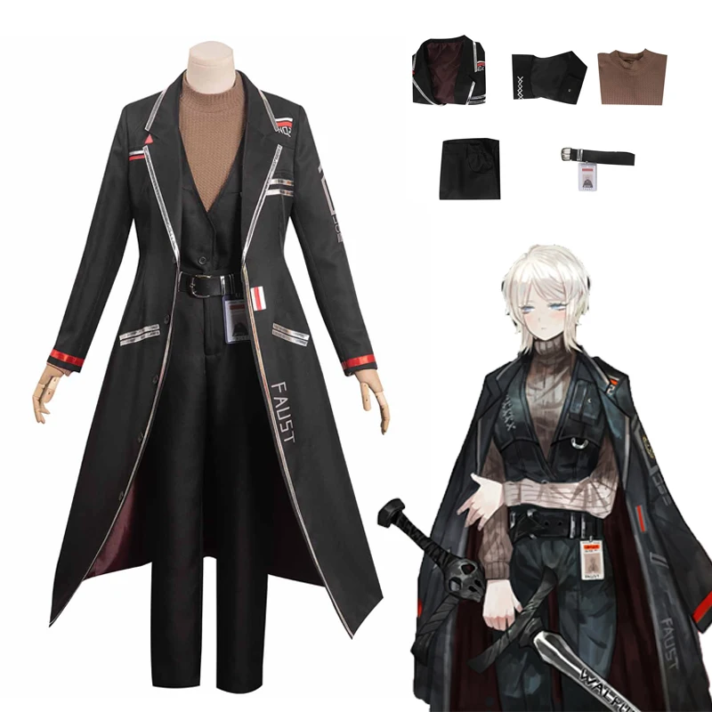 

Женский костюм для косплея Game Limbus Company, костюм для косплея из черного пальто и брюк, полный комплект для девушек, Женский костюм для Хэллоуина и карнавала