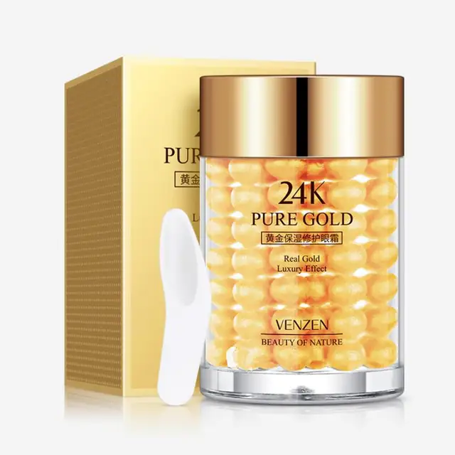 VENZEN 24K Gold Eye Cream Moisturizing Anti Puffiness Anti Wrinkle Remove Dark Circle Anti-Aging Eye Care 2