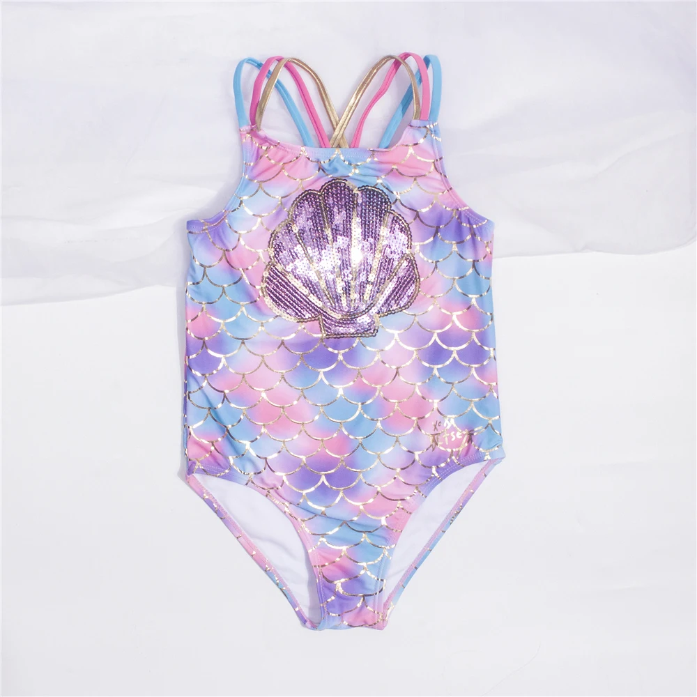 

Beachwear Monokini Girls Kids Swimsuit 2023 Embroidery Children Girl 3-14Years Swimwear Fishscale Swimming Suit One Piece