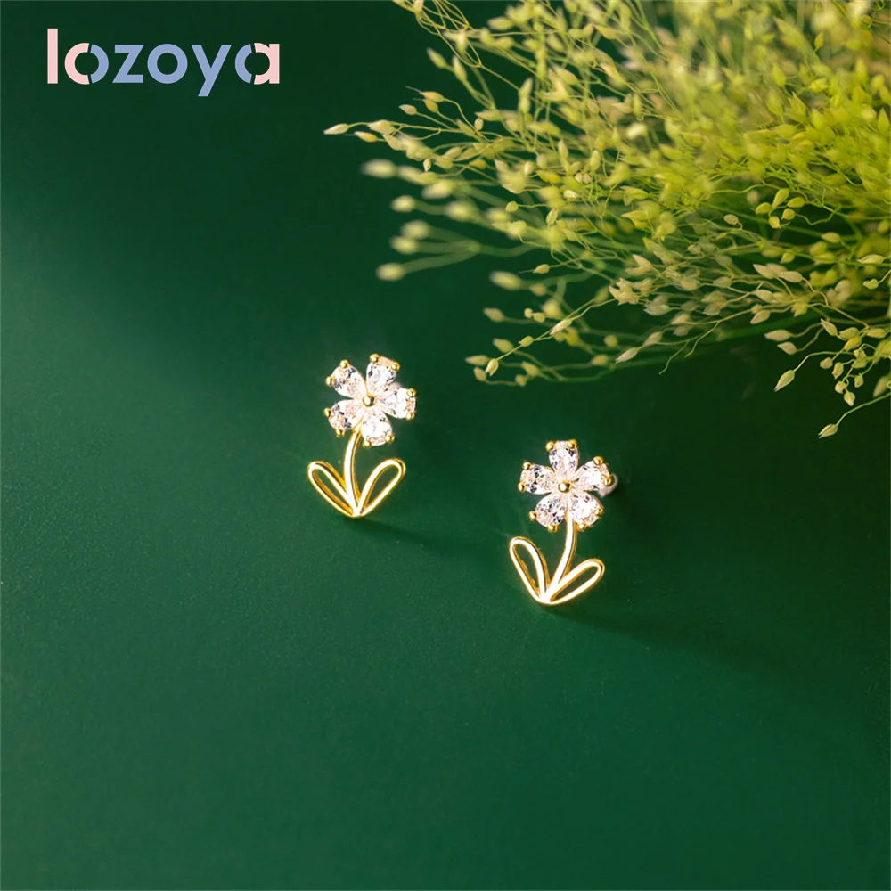 

Современные женские серьги Lozoya из серебра 925 пробы, цветок в горшке с пятью лепестками, Ohrringe, роскошные ювелирные изделия, праздничные серьг...