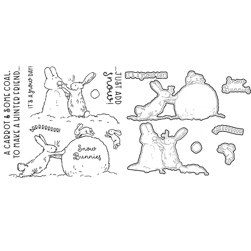 Новинка 2023, прозрачные штампы и штампы для резки снега, Пасхи, кролика, снеговика, металлические штампы для рукоделия, Изготовления Бумажных поздравительных открыток, скрапбукинга