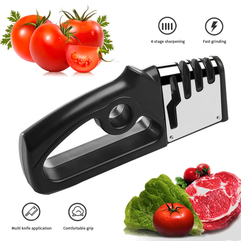 4-in-1 Kitchen Knife Sharpener Household Hand-Held Multifunction Convenient Household Sharpening Stone Quick Cutting Tools