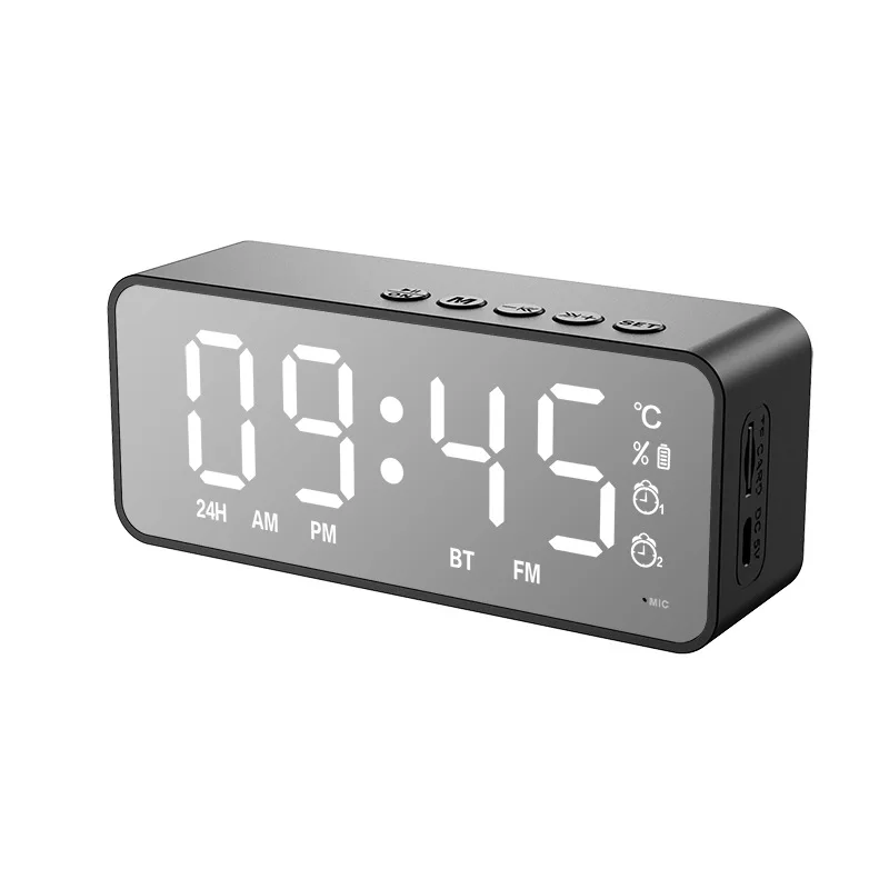 

G50 Wireless Bluetooth Speaker With FM Radio, Mini Portable Card Mirror Alarm Clock Sound, Dual Alarm Clock Settings