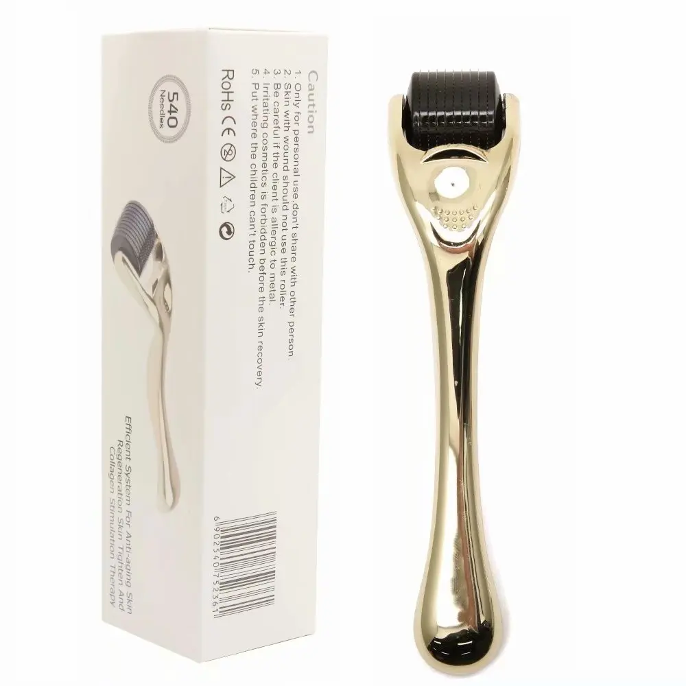 Facial roller Microneedling 540pins Titanium 0.5 1.0 Gold Derma Roller Face Wrinkles Acne Scars Hair Loss Treatment FaceRoller