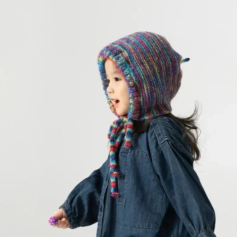 Винтажная детская шапка с цветочным узором осенне-зимняя ажурная шапочка