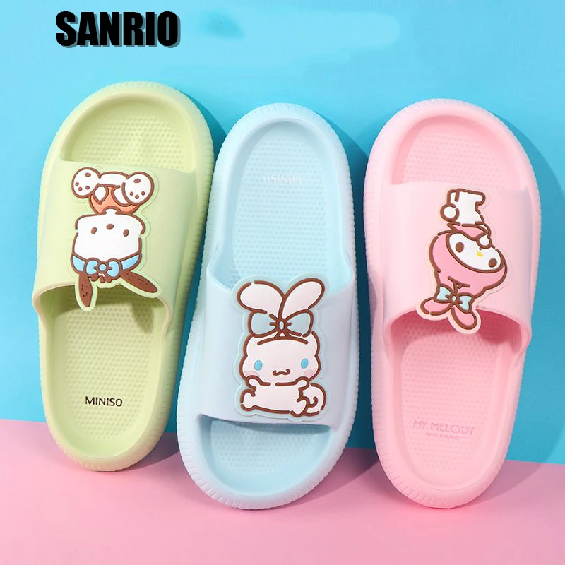 

Kawaii Anime Miniso Sanrio Cinnamoroll Kuromi Cute Cartoon My Melody Girly Heart Pochacco Anti-Slip Slippers Toys for Girls