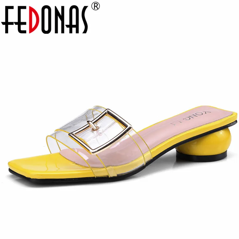 

FEDONAS Concise Fashion Women Sandals Peep Toe Strange Heels Slippers 2022 Summer New Buckle Pumps Party Casual Shoes Woman