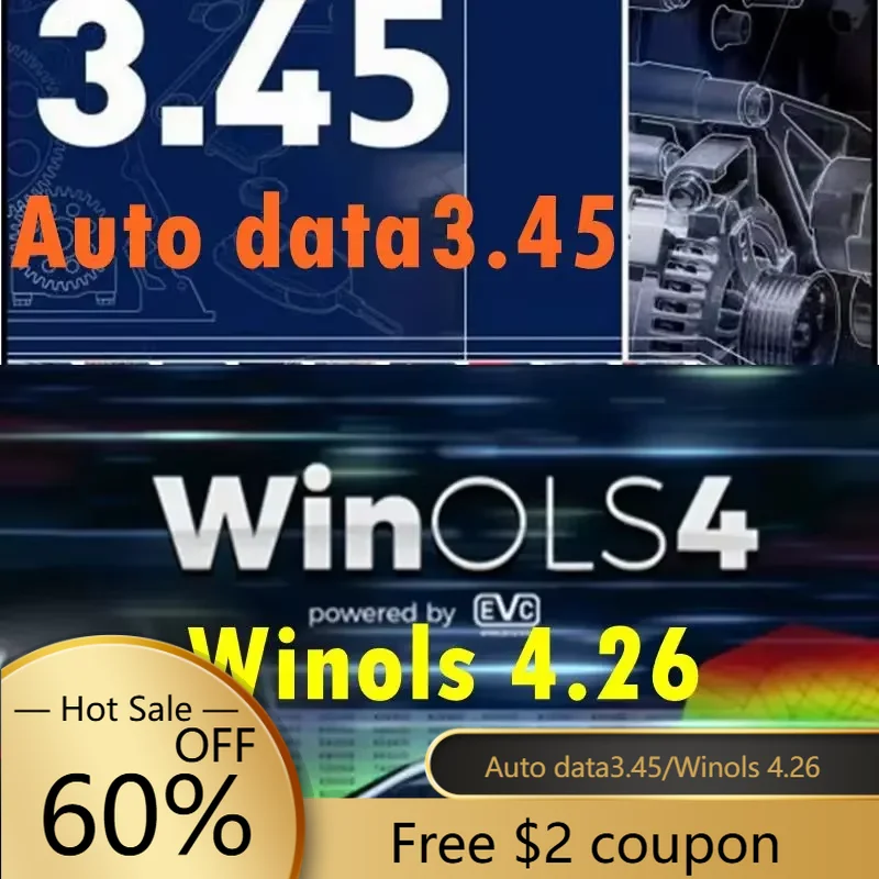 Фото Auto data3.45 Инструмент для авторемонта данных + Winols 4,26 с 66-разъемами + программные программы Ecu + файл Damos 2020 Alldata + видео для установки №1