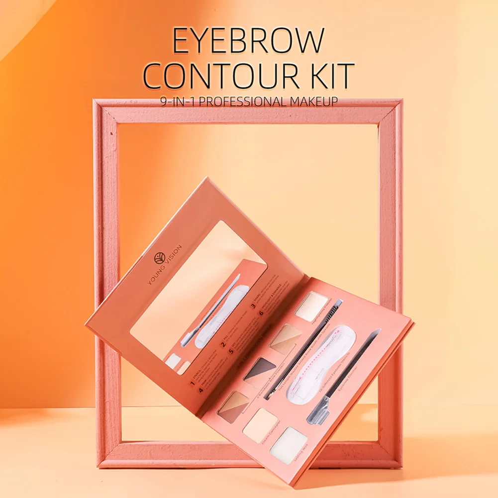 

Multifunctional Makeup Palette Waterproof Long Lasting Eyebrow Highlight Contour Palette With Brow Stencils Makeup Kit