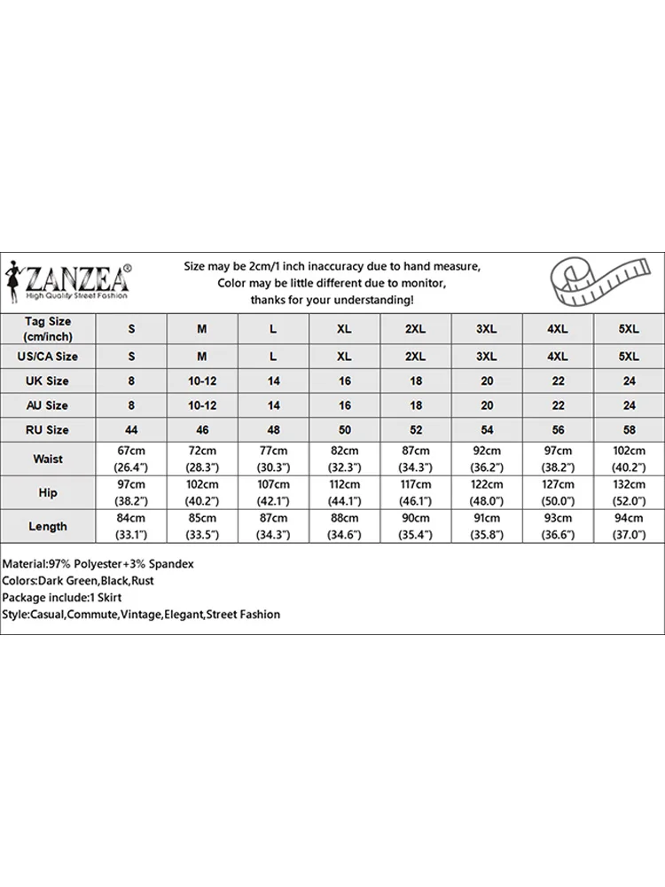 Коллекция 2024 года модная женская юбка ZANZEA летние элегантные офисные юбки с