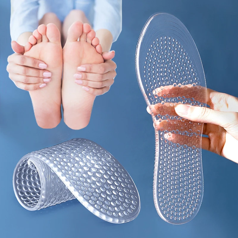 Soft Silicone Gel Insoles for Shoes Men Women Plantar Fascitis Pain Relief Insoles for Feet Comfort Massage Running Shoe Sole