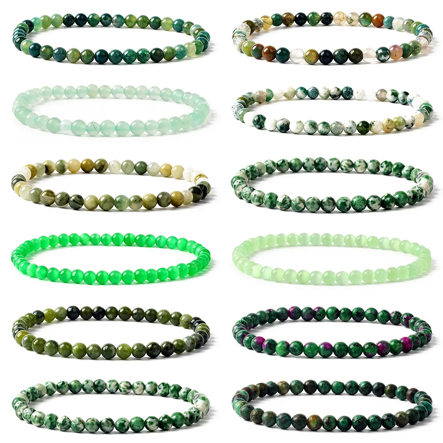 

4MM Blue Crystal Tiny Beads Bracelets For Women Green Bead Natural Stone Bracelets & Bangles Handmade Healing Reiki Yoga Jewelry