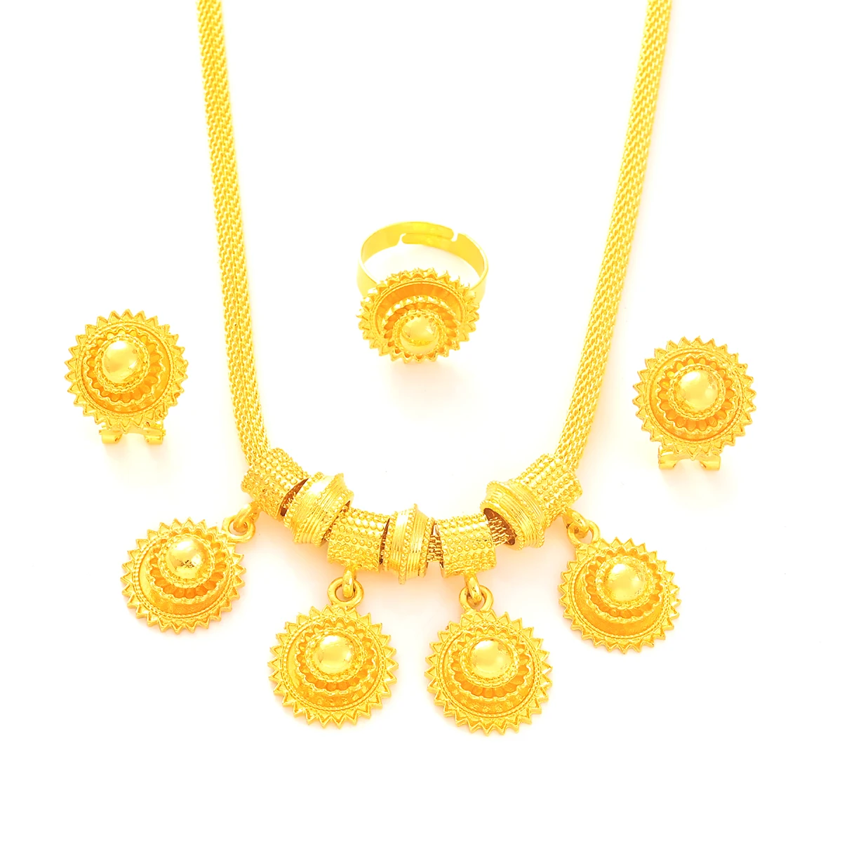 Комплект из колье и серёг под золото 24 к