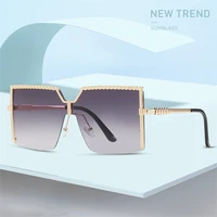 luxury fashion rimless one piece sunglasses female colorful ocean gradient sun glasses trend beach glasses 2022 uv400 eyeglasses