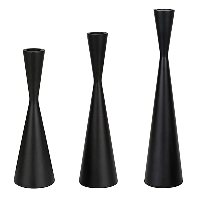 

3Pcs Metal Cone Candle Holders,Vintage Candle Holders,Family Farmhouse Dining Table Wedding Center Candle Holders
