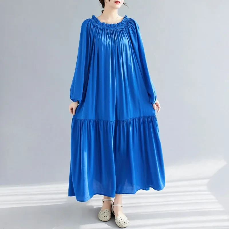 

Summer New Dress 2023 Fashion Round Neck Comfortable Cotton Loose Casual Irregular Oversize Women's Elegant Long Party Dress