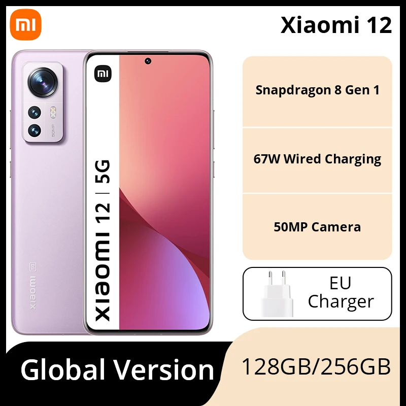 Cena Wersja Globalna Xiaomi Mi 12 Smartphone 128GB/ 256GB NFC Snapdragon®8 Gen 1 Octa Core 120Hz 67W ładowania 50MP Potrójne Kamery WIFI 6