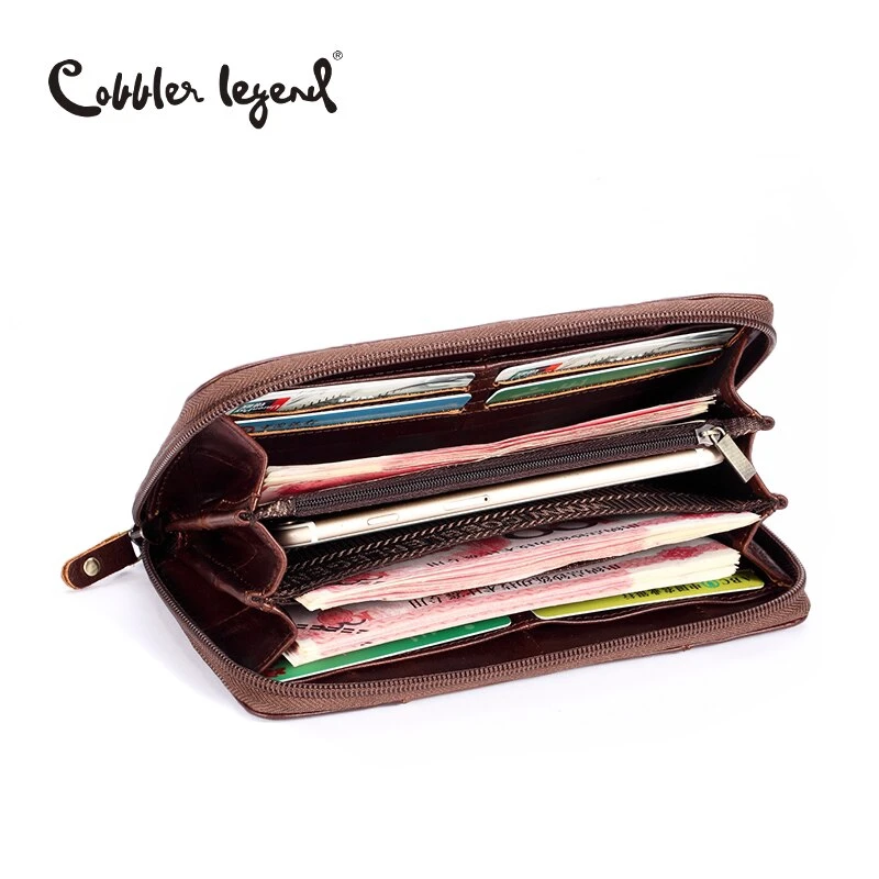 Cobbler Legend Genuine Leather Large Capacity Women's Long Wallet Business Card Holder Fashion Phone Bag Zipper Purse Handbag