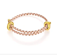 lvb3 customized multicolor woven leather barrel ball clasp bracelet fit europe snake chain bracelet bangle