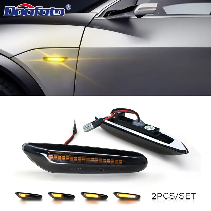 2PCS Smoke Lens Dynamic Flowing LED Turn Signal Side Marker Light Blinker For BMW E60 E61 E90 E91 E92 E93 E81 E82 E88 E46 X3 X1