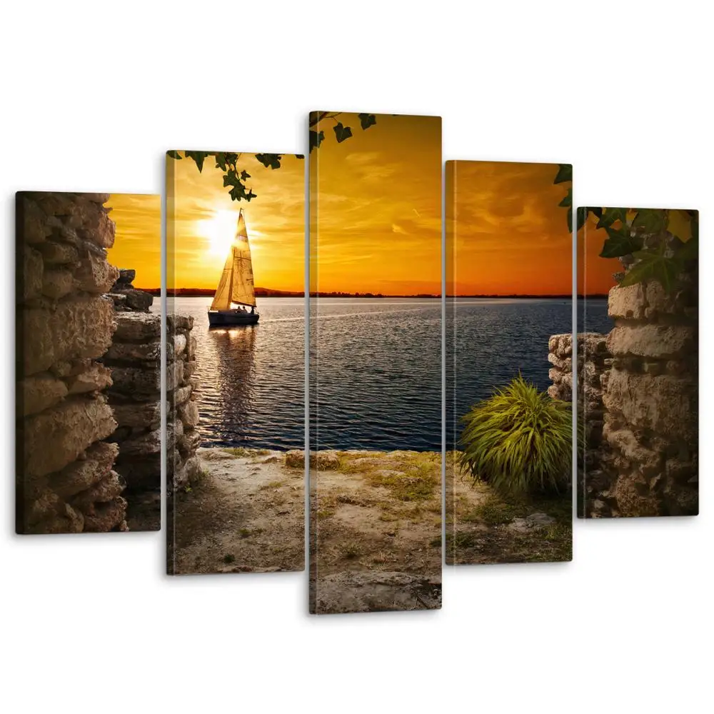 Модуль дом Модульная картина для интерьера / Картина на стену &quotКорабль в море&quot