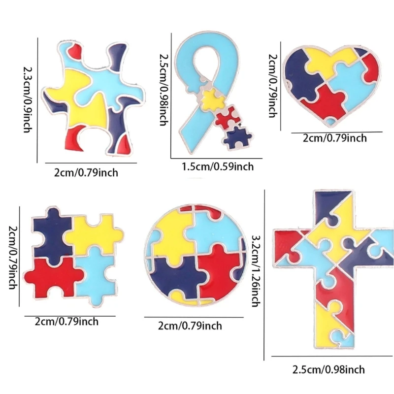 6x/компл. булавки для одежды информирования об аутизме головоломка с аутизмом
