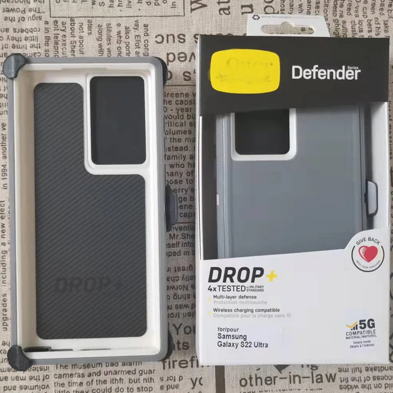 

For Samsung Galaxy S20 5G S22 Ultra S21 Plus OTTER DEFENDER SERIES SCREENLESS EDITION Samsung Case S22 Ultra Box - BLACK