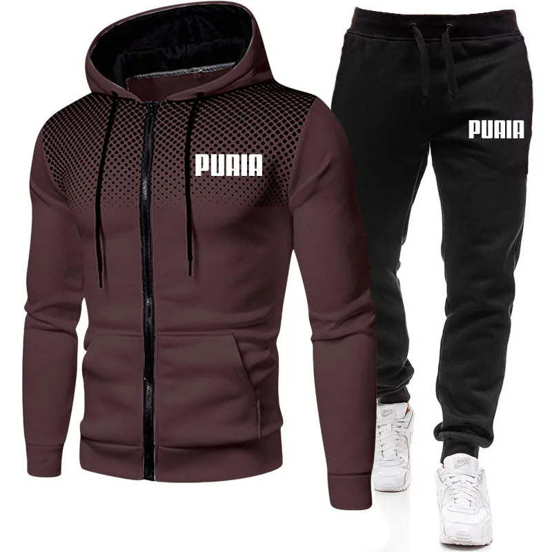 2023 New Winter Men's Clothing Men Sets Printing Hoodie Set Fleece Zipper Sweatshirt Casual Sport Sweatpants Mens Tracksuits