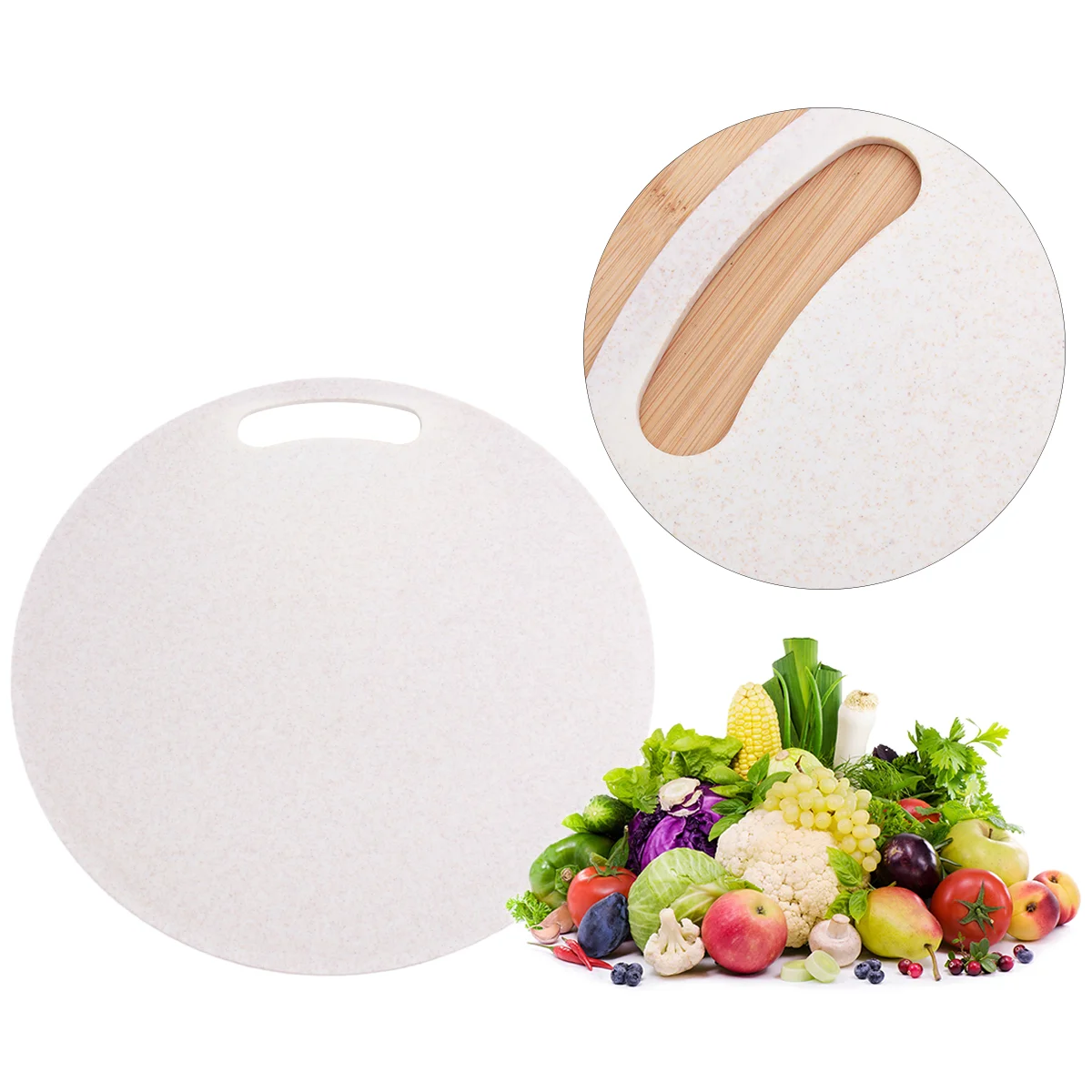 

Кухонная разделочная доска из пшеничной соломы, многофункциональная разделочная доска, нескользящая круглая разделочная доска для дома (б...