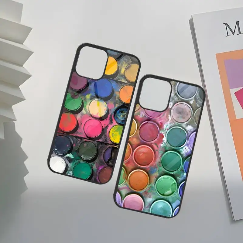 

Акварельная палитра, чехол для телефона из поликарбоната и ТПУ для Iphone Apple 12 Pro Max 11 13 14 Mini 6S 7 8 Plus X Xs XR, задняя крышка