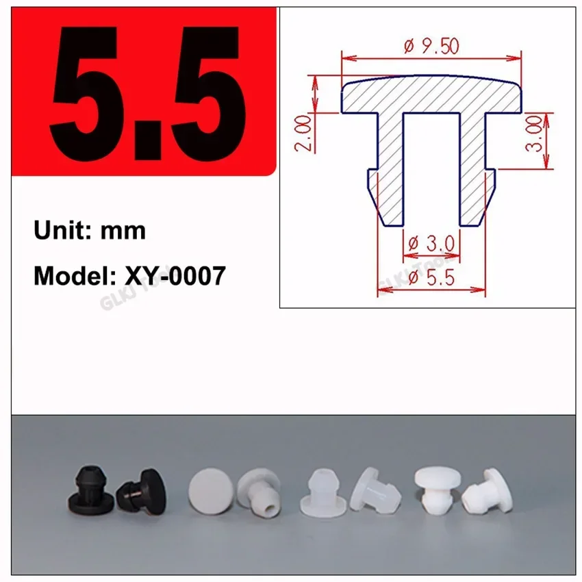 10 шт., 2,5-12 мм, черные, белые, серые прозрачные силиконовые резиновые колпачки с отверстиями, Т-образная заглушка, защелкивающаяся прокладка, заглушка, уплотнительная пробка