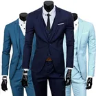 Пиджак + жилет + брюки 2022 мужские облегающие деловые костюмы из трех предметов мужское вечернее платье для жениха Мужские комплекты свадебных блейзеров