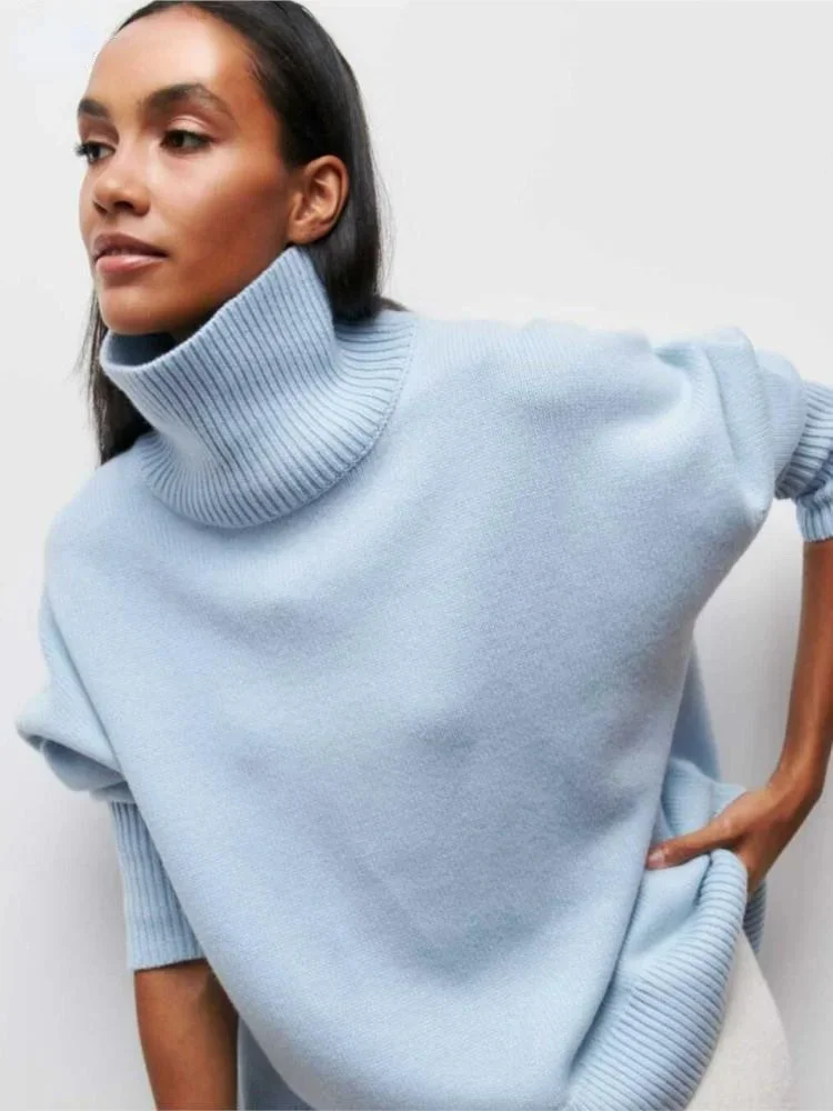 

Women Turtleneck Sweater Autumn Winter Solid Elegant Thick Warm Long Sleeve Knitted Pullovers Ladies Casual Basic Jumpers Tops