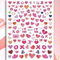 10pcs diy romantic valentines day collection nail art sticker 3d lip print self adhesive nail slider love nail decal