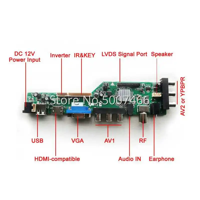 Для B140XW01 V6/V7/V8/V9/VB DVB Digital LVDS Pin VGA USB AV TV 3663 Universal 1366*768 панель ЖК-контроллер плата DIY