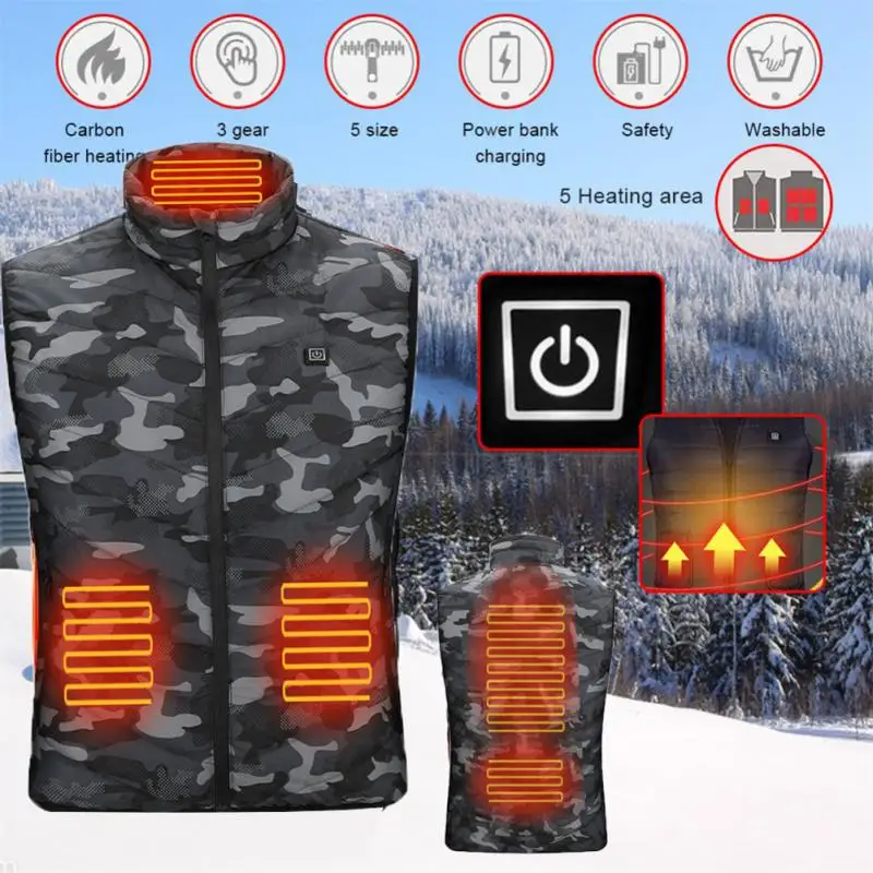 

9 Areas Women's Men's Heating Self Heated Vest Body Warmer USB Powered Warm Vests Heated Vest Man Thermal Winter Clothing