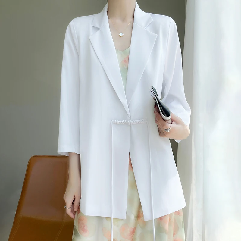 Acetic Satin Coat Women's 2023 New Spring/Summer Design Sense Minority High-grade Fried Street Fashion Suit Silk Top